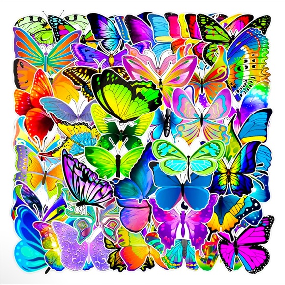 Other - 50 Bright Colored Butterfly Stickers Flower Garden